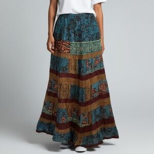Bohemian Patchwork Maxi Skirt - Multicolor 6951